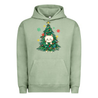 Pigment Oil Green christmas tree cat Urban Hoodie - MaliasSmallBusiness