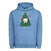Pigment Pebble Blue christmas tree cat Urban Hoodie - MaliasSmallBusiness