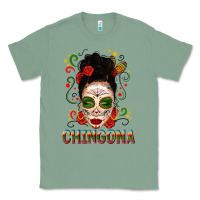 Sage Mexicana Skull Girl Messy Bun Classic Tee - texasbilliewilder