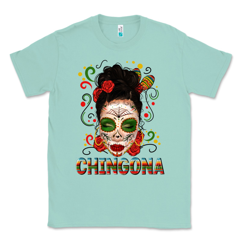 Mexicana Skull Girl Messy Bun Classic Tee by texasbilliewilder | Teevron