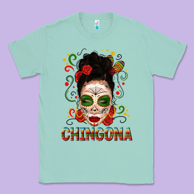 Mexicana Skull Girl Messy Bun Classic Tee Designed By Texasbilliewilder