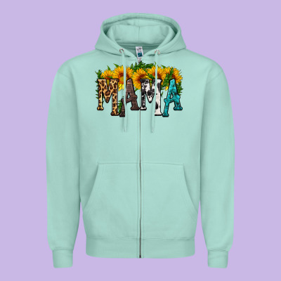 Mama With Sunflower Zipper Hoodie Designed By Hra Design Shop