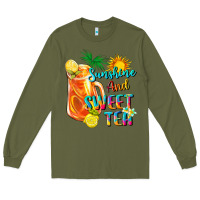 Army Green sunshine and sweet tea Long Sleeve Tee - texasbilliewilder