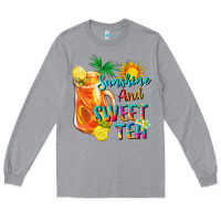 Heather Grey sunshine and sweet tea Long Sleeve Tee - texasbilliewilder