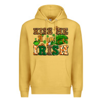 Antique Gold kiss me i am irish  with lips and shamrocks Premium Hoodie - AdoDesignShop