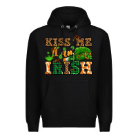 Black kiss me i am irish  with lips and shamrocks Premium Hoodie - AdoDesignShop