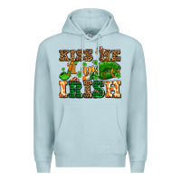 Blue Mist kiss me i am irish  with lips and shamrocks Premium Hoodie - AdoDesignShop
