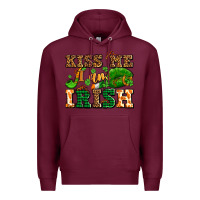 Burgundy kiss me i am irish  with lips and shamrocks Premium Hoodie - AdoDesignShop