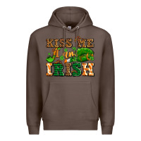 Coffee kiss me i am irish  with lips and shamrocks Premium Hoodie - AdoDesignShop