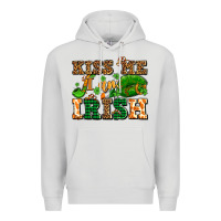 Dove Grey kiss me i am irish  with lips and shamrocks Premium Hoodie - AdoDesignShop