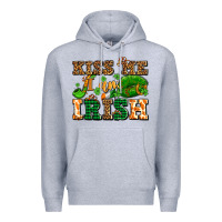 Heather Grey kiss me i am irish  with lips and shamrocks Premium Hoodie - AdoDesignShop