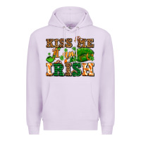 Lilac kiss me i am irish  with lips and shamrocks Premium Hoodie - AdoDesignShop