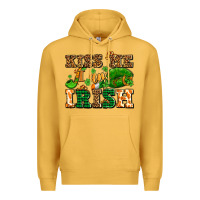Mustard kiss me i am irish  with lips and shamrocks Premium Hoodie - AdoDesignShop