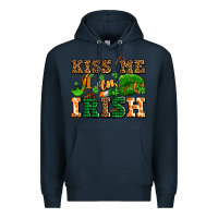Navy kiss me i am irish  with lips and shamrocks Premium Hoodie - AdoDesignShop