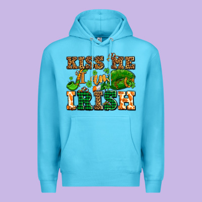 Kiss Me I Am Irish  With Lips And Shamrocks Premium Hoodie Designed By Adodesignshop