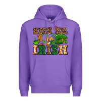 Purple kiss me i am irish  with lips and shamrocks Premium Hoodie - AdoDesignShop