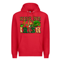 Red kiss me i am irish  with lips and shamrocks Premium Hoodie - AdoDesignShop