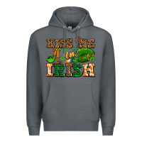 Rock kiss me i am irish  with lips and shamrocks Premium Hoodie - AdoDesignShop