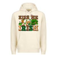 Sandshell kiss me i am irish  with lips and shamrocks Premium Hoodie - AdoDesignShop
