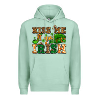 Seafoam kiss me i am irish  with lips and shamrocks Premium Hoodie - AdoDesignShop