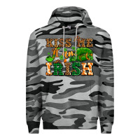 Slate Camo kiss me i am irish  with lips and shamrocks Premium Hoodie - AdoDesignShop