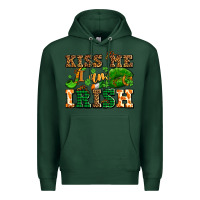 Sports Green kiss me i am irish  with lips and shamrocks Premium Hoodie - AdoDesignShop