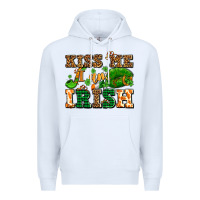White kiss me i am irish  with lips and shamrocks Premium Hoodie - AdoDesignShop