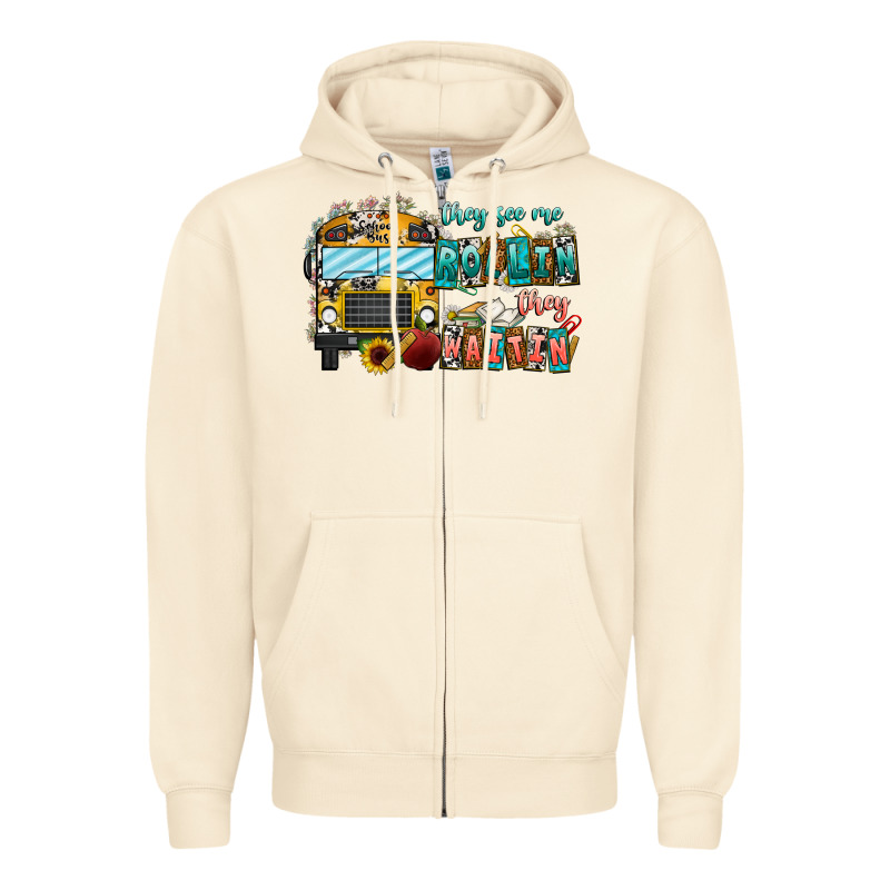 They See Me Rollin' They Waiting Zipper Hoodie by CowhideDigitalArt | Teevron