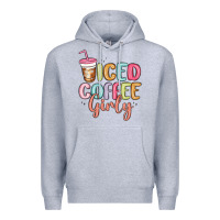Heather Grey iced coffee girly Premium Hoodie - MaliasSmallBusiness