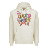 Oatmeal Heather iced coffee girly Premium Hoodie - MaliasSmallBusiness