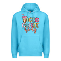 Ocean Blue iced coffee girly Premium Hoodie - MaliasSmallBusiness