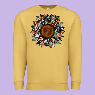 Cowhide Leopard Aztec Sunflower Premium Sweatshirt Designed By Artiststas