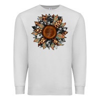 Dove Grey cowhide leopard aztec sunflower Premium Sweatshirt - Artiststas
