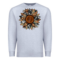 Heather Grey cowhide leopard aztec sunflower Premium Sweatshirt - Artiststas