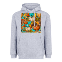 Heather Grey fall pumpkin seamless pattern Heavyweight Hoodie - BundleAndBundleShop