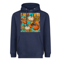 Navy fall pumpkin seamless pattern Heavyweight Hoodie - BundleAndBundleShop