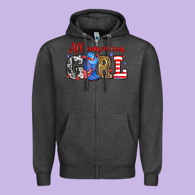 All American Girl Zipper Hoodie Designed By Neo Western