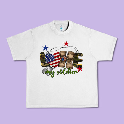 Love My Soldier Urban Heavy Tee Designed By Barkaloodesign