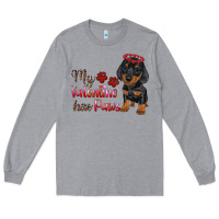 Heather Grey my valentine has paws Long Sleeve Tee - RanaPortraitStore