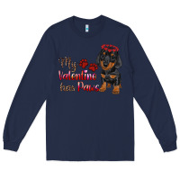 Navy my valentine has paws Long Sleeve Tee - RanaPortraitStore