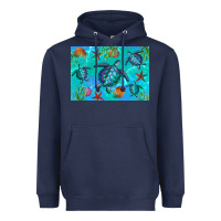 Navy Turtle Seashells Starfish Heavyweight Hoodie - Artiststas