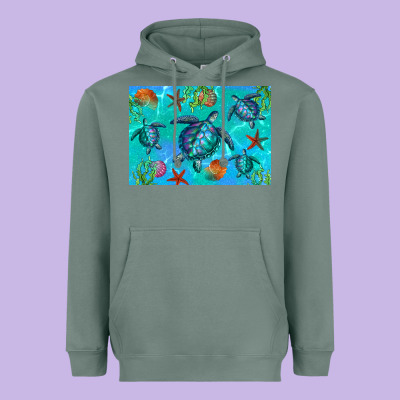 Turtle Seashells Starfish Heavyweight Hoodie Designed By Artiststas
