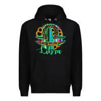 Black Libra Zodiac Sign Sunflower Leopard Serape Premium Hoodie - RanaPortraitStore