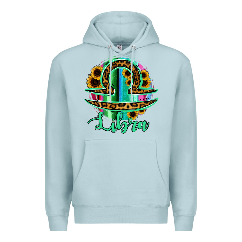Libra Zodiac Sign Sunflower Leopard Serape Premium Hoodie by RanaPortraitStore | Teevron