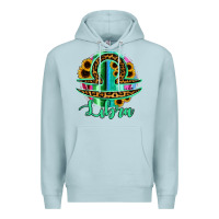 Blue Mist Libra Zodiac Sign Sunflower Leopard Serape Premium Hoodie - RanaPortraitStore