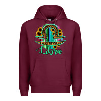 Burgundy Libra Zodiac Sign Sunflower Leopard Serape Premium Hoodie - RanaPortraitStore