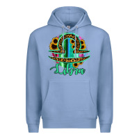 Colony Blue Libra Zodiac Sign Sunflower Leopard Serape Premium Hoodie - RanaPortraitStore