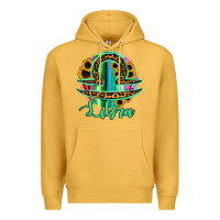 Mustard Libra Zodiac Sign Sunflower Leopard Serape Premium Hoodie - RanaPortraitStore
