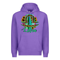Purple Libra Zodiac Sign Sunflower Leopard Serape Premium Hoodie - RanaPortraitStore