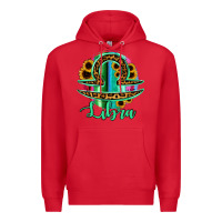 Red Libra Zodiac Sign Sunflower Leopard Serape Premium Hoodie - RanaPortraitStore